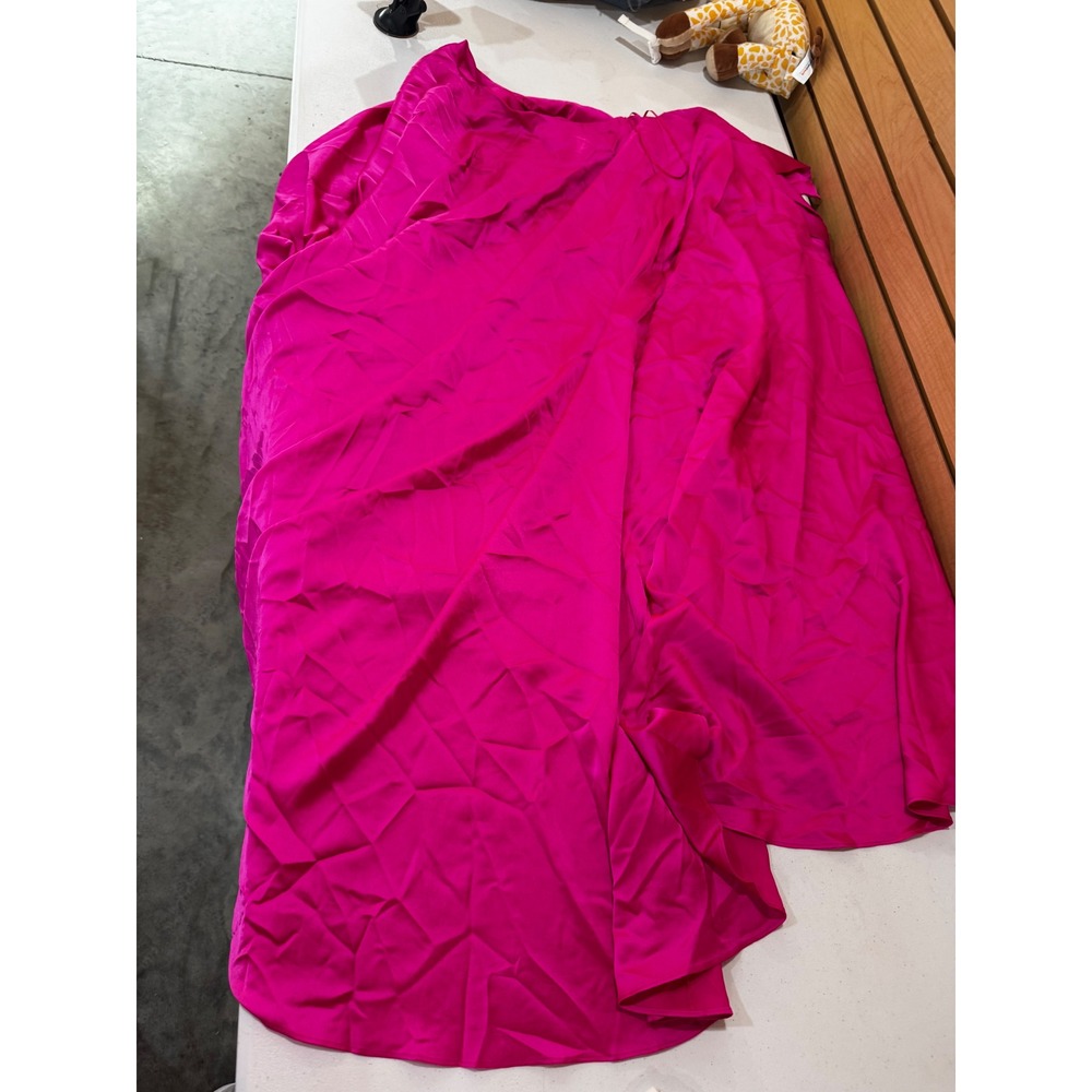 Show Me Your Mumu Hot Pink Satin Wrap Maxi Skirt XXL Made in USA New